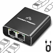 T Tersely Ethernet Splitter 1 to 2 1000Mbps Internet Cable Splitter 1 in 2 Out High Speed Either Network Splitter Gigabit Dual LAN RJ45 Port Router Switch Work with Cat 6/7/8 Cable