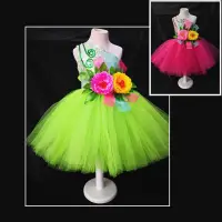 在飛比找淘寶網優惠-新品女童舞蹈服花仙子綠色紗裙兒童公主裙亮片蓬蓬裙表演服合唱服