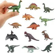 Peeokuo 12pcs Plastic Assorted Mini Dinosaur Figures, Little Dinosaur Figurine, Small Dino Toy 6.5cm, Great for Dino Cake Topper, Easter Eggs Filler, Great Gift Set, Birthday Present, or Party Favor