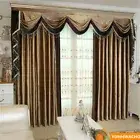 Luxury European Light tan Italian velvet cloth blackout curtain valance N953