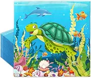 AnyDesign 100Pcs Under the Sea Paper Napkins Cartoon Summer Ocean Creature Disposable Luncheon Napkins Turtle Dolphin Dinner Napkins for Home Party Table Decor