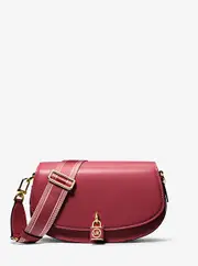 MK Mila Medium Leather Messenger Bag - Red - Michael Kors