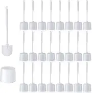 [Roshtia] 24 Sets Toilet Brush and Holder Set Toilet Cleaner Brush for Bathroom Toilet Bowl Brush with Caddy Toilet Scrubber for Deep Cleaning, 14.57 Height (White)