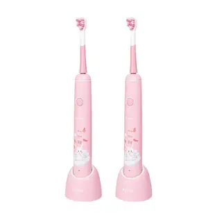 KINYO 充電式兒童電動牙刷音波震動牙刷(ETB-520) IPX7全機防水-草莓粉2入
