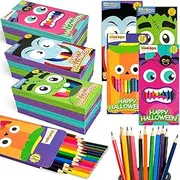MOVINPE 288 Count Halloween Colored Pencils Bulk for Kids, 24-Box Pre‑Sharpened Colored Pencils 12 Vivid Colors Trick or Treating Party Favor Supplies Halloween Goody Bags, Classroom Gift Prize