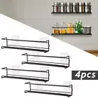 4pc Wall-Mount Spice Rack Organizers Metal Hanging Racks for Cabinet Door Pantry