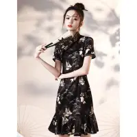 在飛比找蝦皮商城精選優惠-15💕旗袍洋裝 古風連身裙 中國風 法式改良旗袍年輕款黑色小