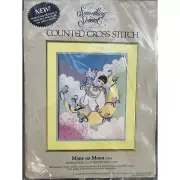 VTG ‘86 NIB Something Special Counted Cross Stitch Kit Mime On Moon 50288 11X14