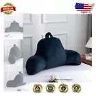 Luxurious Wedge Reading Pillow with Arms - Soft Dark Blue Bed Rest Cushion
