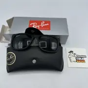 Ray Ban Justin Sunglasses Polarized Matte Black Bubbler Frames Dark Blue Lenses