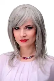 Women's Wig Long Wig Grey Silver-Grey Fringe Parting Comb Layered 4038
