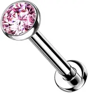 [Pierced Owl] 16GA Petite 8mm Barbell Implant Grade Titanium Threadless Push-in 3mm Crystal Flat Back Stud