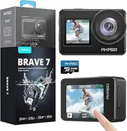 AKASO Brave7 Waterproof Action Camera 4K30fps 20MP Touch Screen IPX8 33FT Underwater Camera EIS 2.0 Vlog Camera with 64GB Memory Card