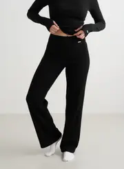 [AIM'N AU] Black Ribbed Wool Wide Pants