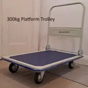 HAND TROLLEY FLAT TRAY Platform TYPE WITH FOLDING HANDLE - 300KG CAP - NEW.