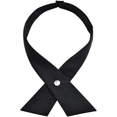 Adjustable Criss-Cross Bowtie School Uniform Pre Tied Bows for Women/Girls Black