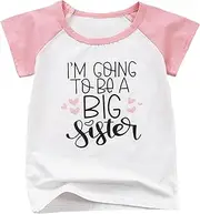 [Sanqidu] Big Sister T Shirts Tops Toddler Baby Girl Going to be a Big Sister Announcement Tees Clothes Novelty Gift Summer Outfit