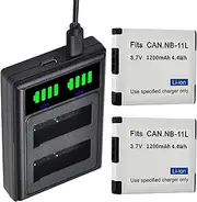 2 Packs NB-11L NB 11L NB-11LH Batteries Dual Charger with Type C Port for Canon PowerShot A2400 A2500 A2600 A3400 A3500 A4000 is Camera