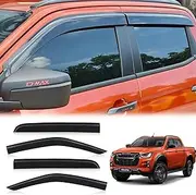 Weather Shields for Isuzu DMAX Accessories 2024 2023 2022 2021 2020 Dual Cab, D-MAX Car Weathershields Wind Deflector Window Visors Rain Guard Injection Tinted Black Exterior, 4PCS