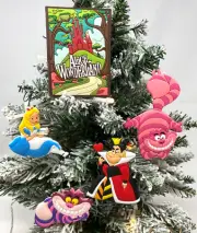 Disney Alice in Wonderland Deluxe 5 Piece Christmas Ornament Set