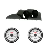 Dual Gauge Pod w/ White Turbo Boost & Oil Temp Gauge Ford BA BF XR6 XR8 XR6T (for: Ford)