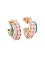 kate spade new york Pink Stone & Enamel Triple Huggie Hoop Earrings