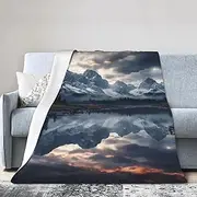 Reflection of Cloud and Mountains Fleece Blanket Super Soft Warm Throw Blankets Extra Large Flannel Throw Blankets Lightweight Cozy Bed Blanket All Season Luxury Winter Blanket for Couch Sofa 80"x60"