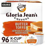 Gloria Jean's Coffee Butter Toffee, Single Serve K-Cup Pod, Flavored Coffee, 96 Count