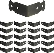 Geesatis 1.6" X 0.7" Set of 20 Right Angle Decorative Corner Protector Box Edge Cover Bracket, with Mounting Screws, Iron, Bronze