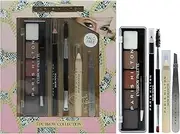 Paris Hilton Brow Collection Set - Make Up Kit Includes Eyebrow Palette, Eyebrow Pencil and Highlighter, Spoolie and Tweezer - Long-Lasting - 5 pcs