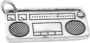 Sterling Silver Boombox Radio Charm, 925 Silver Boombox Charm, Boombox Radio Pendant