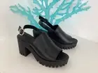 NEW Steve Madden Girl Sonny Chunky Leather Platform Heel Sandals Sz 7.5 M Black