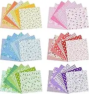 42Pcs 9.8"x 9.8" Fabric Quilting Cotton Patchwork Square Precuts for DIY Sewing Craft, Decorating Scrapbooking, Multi-Color Design, 6 Colors