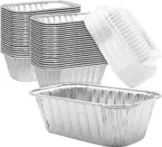 Oven-Safe Chef-Grade 50 Pk Aluminum Loaf Pans - Ideal for Baking Bread & Cakes