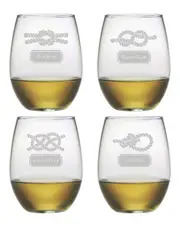 Susquehanna Glass "Nautical Knots" Set of 4 Stemless Glasses