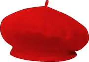 [trixes] French Beret - Fancy Dress Theme Hat – One Size - Colour Red