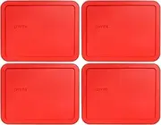 Pyrex 7211-PC 6 Cup Red Rectangle Food Storage Lid for Glass Dish (4, Red)