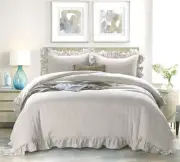 100% Stone Washed Linen Duvet Cover Set 3 Pieces, King Size 104 inches x 92 i...
