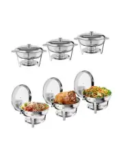 Chafing Dish for Buffet, 5QT Round Chafing Dishes Buffet Set w/Lid Holder, St...