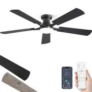 52 Inch Ceiling Fan with Light, App&Remote Contorl, Flush Mount Low Profile, ...