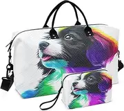 [YXYZRMY] Colorful Cute Dog Travel Duffel Bag Gym Bag Sports Tote Bag with Multiple Interior Pockets Shoulder Weekender Bag for Women Men with Toiletry Bag 20.5”x 7.9”x 13.8”, Multi-Colored, one size