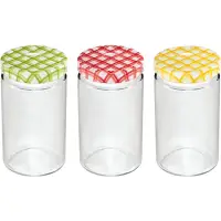 在飛比找momo購物網優惠-【TESCOMA】格紋玻璃密封罐3入 700ml(保鮮罐 咖