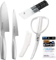 KAI Popstar Santoku 165mm + Petty 120mm+ Sharpener + Curved Shears + Cloth