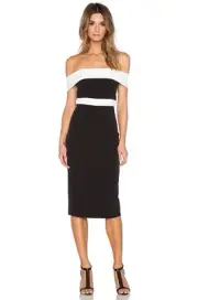 BARDOT (sold out Revolve) Gorgeous Monochrome Midi Pencil Dress Size 8 NEW