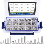 Glarks 510Pcs Metric M3 M4 M5 Stainless Steel Flat Head Cap Bolts Screws Nuts Assortment Kit