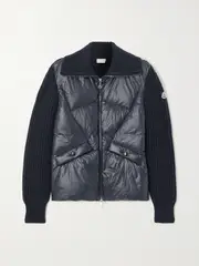 [Moncler] Moncler - Ribbed Wool-blend And Quilted Shell Down Jacket - Navy - x large x large Blue