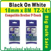 18mm x 8m Brother Black on White Compatible TZ-241 P-Touch Laminated Label Tape