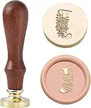 Statice Letter J Wax Seal Stamp - Initial Sealing Wax Stamp with Flower,0.98 inch/25mm Brass Alphabet Graphic Stamp for Envelopes,Invitations or Valentine's Day Gifts