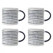 4PK Mikasa Stoneware Coffee Mug Tea/Espresso/Milk Cup Drinkware 390ml Stripe