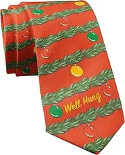[Crazy Dog T-shirts] Well Hung Necktie Funny Christmas Ornaments Holiday Party Graphic Novelty Tie